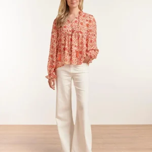 23028 Losvallende Top Met Pofmouwen - Aztec Printbrique | Muticolour