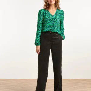 23581 Trendy Wijde Corduroy Broek | Black