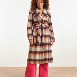 23638 Damesjas  Geruit Patroon Met Trenchcoat Silhouet | Muticolour