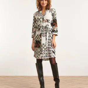 23648 Dames Jurk Met Mixmatch Geometrische Print | Muticolour