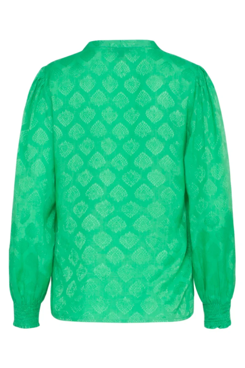 23677 Dames Satijnen Blouse Met Ornament Print | Green - Afbeelding 8