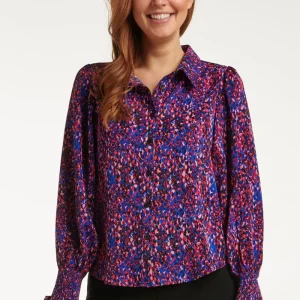 23718-998 V-Hals Topvlekprint Paars | Muticolour