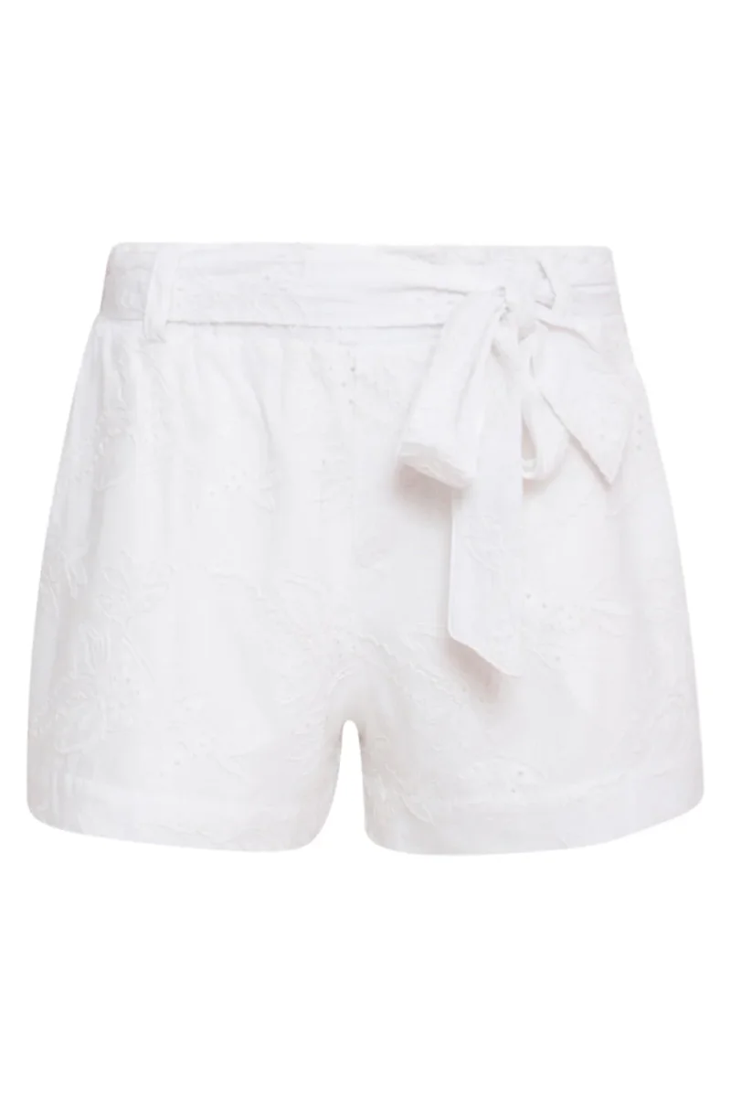 24111 Bloemen Geborduurde Shorts | White - Afbeelding 3