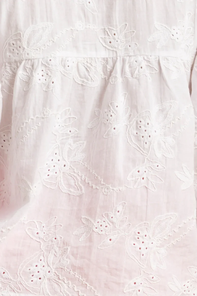 24111 Bloemen Geborduurde Shorts | White - Afbeelding 9