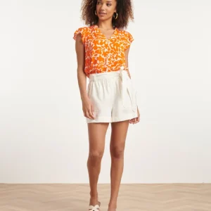 24118 Te Losse Shorts Van Zacht Twill | White