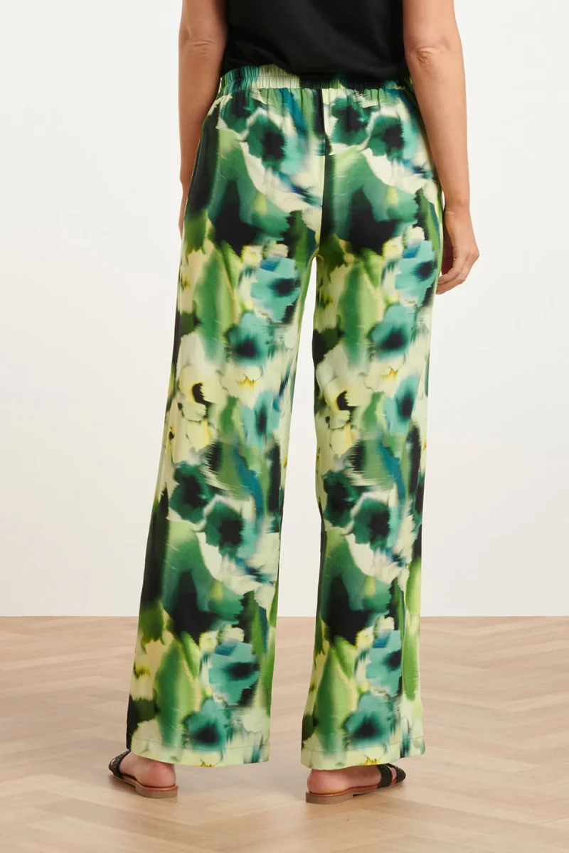 24428 Mashed Lemon Zomer Wijde Broek Met Abstracte Bloemenprint - Tinten | Black - Yellow - Afbeelding 7