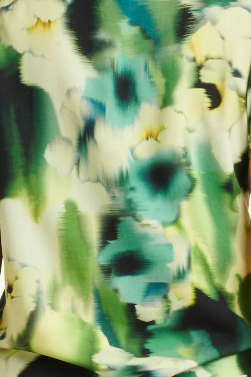 24428 Mashed Lemon Zomer Wijde Broek Met Abstracte Bloemenprint - Tinten | Black - Yellow - Afbeelding 8
