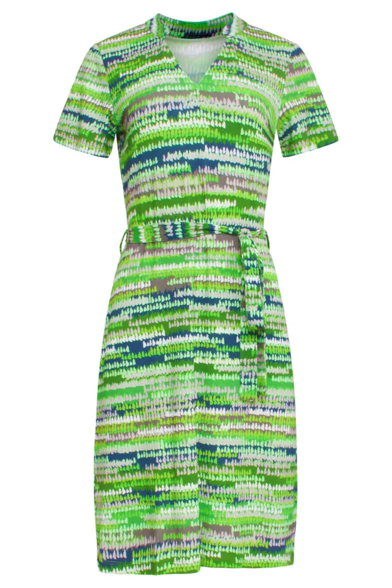24431 Zacht Stretch Abstract Print Zomerjurk - Tinten | Black - Green - Afbeelding 3
