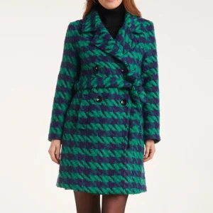 24560 Lange Pied-De-Poule  Jas | Emerald - Cobalt