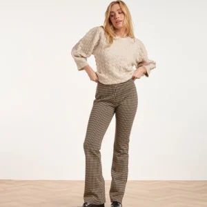 24575 Diamant Gedessineerde Flared Leggings | Black - Sand