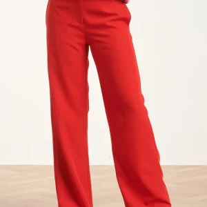 24586 Tailored  Broek Met Wijde Pijpen | Red