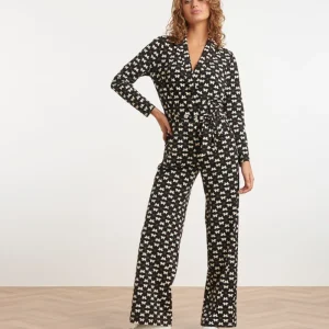 24815 Grafisch Geprinte Travel Kwaliteit Jumpsuit | Black - Sand