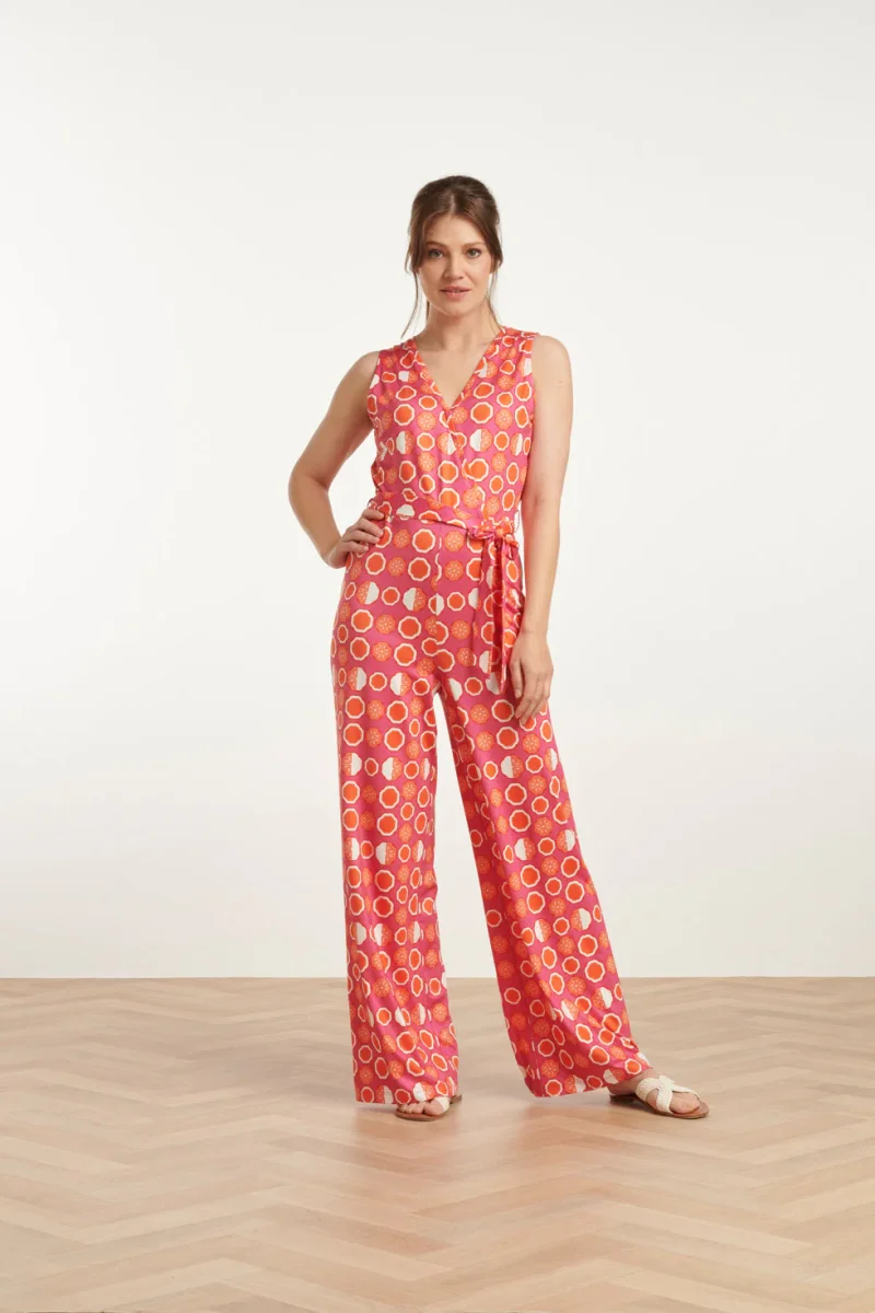 25025 V-Hals Jumpsuit Met Grafische Fruitprint | Pink - Muticolour - Afbeelding 4