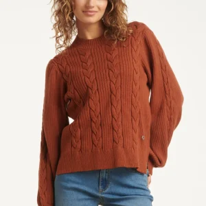 25508 Damesgestructureerd Gebreide Trui | Cognac