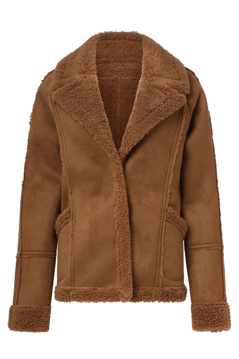 25553 Korte Lammy Jas Met Reverskraag | Cognac - Afbeelding 7