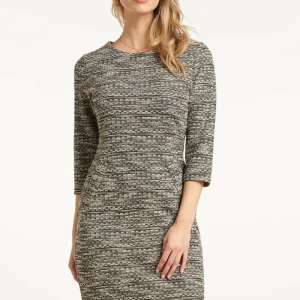 25608 Zwart Wit Tweed Jurk | Black White