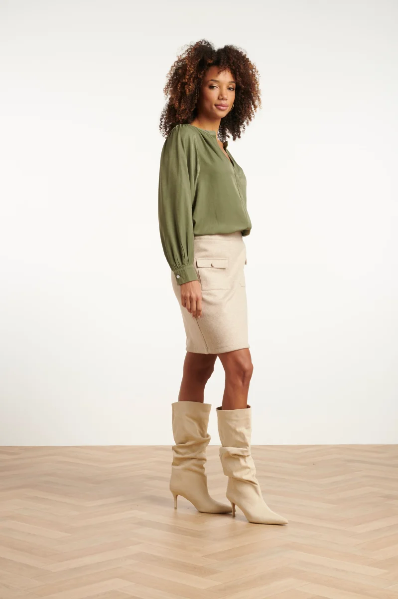 25611 Dameslosvallende Korte Top | Army - Afbeelding 4