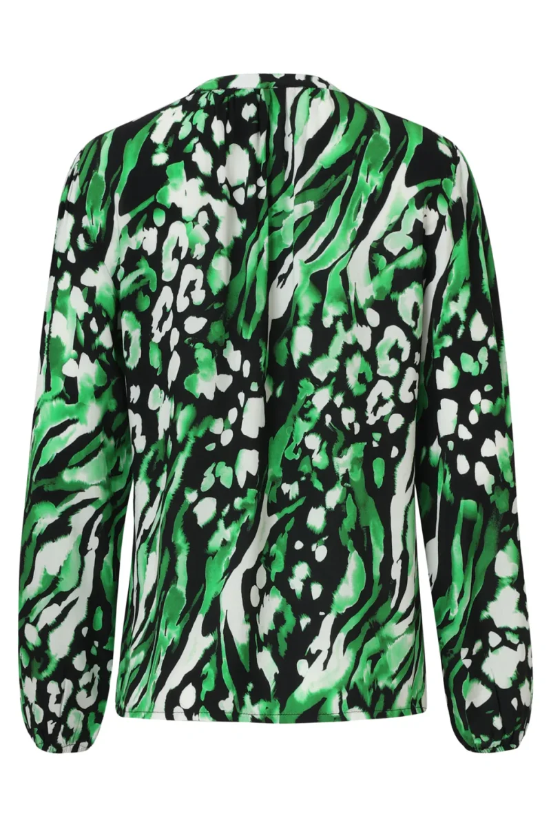 25678 Groen En Zwart Dierenprint Top Met V-Hals | Black - Green - Afbeelding 8