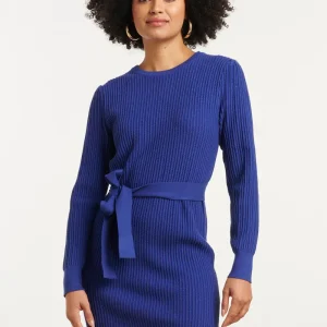 25746 – Gebreide Jurk Met Ceintuur | Navy