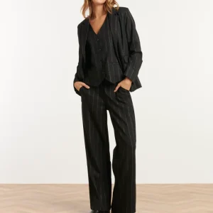25779 – Broek Met Fijn Streepdessin | Black