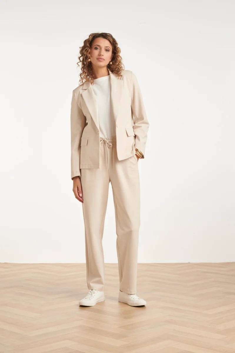 Comfortabele Pantalon Met Elastische Taille En Strikceintuur | Sand - Afbeelding 2
