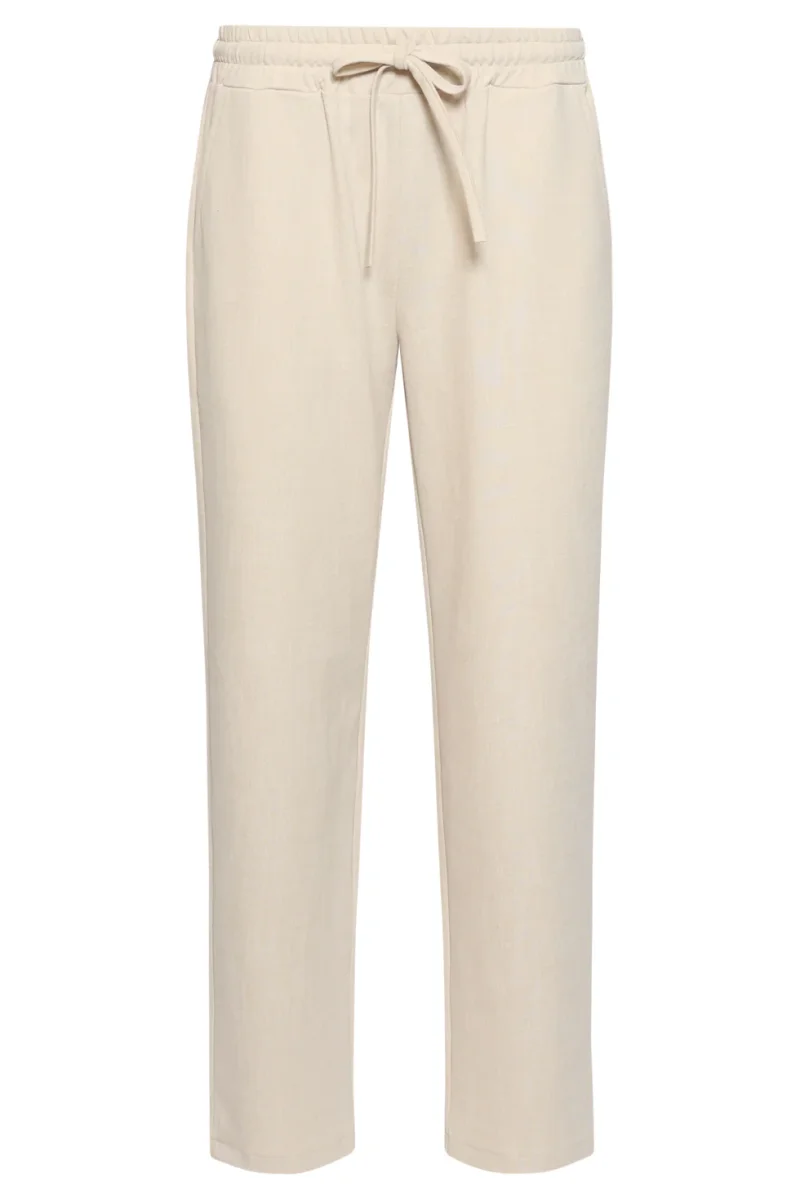 Comfortabele Pantalon Met Elastische Taille En Strikceintuur | Sand - Afbeelding 5