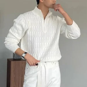 Zipped Jacquard Sweater